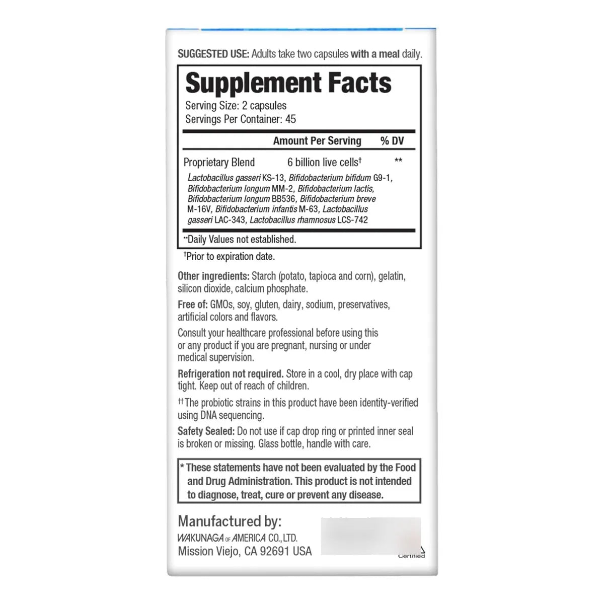 Probiótico Kyolic Kyo Dophilus Multi 9 90 Cápsulas Salud Intestinal