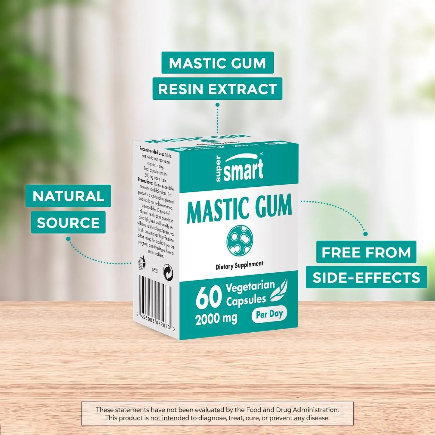 Extracto Natural De Árbol De Masilla 2000 Mg Diaria Para Salud Intestinal Supersmart 60 Cápsulas