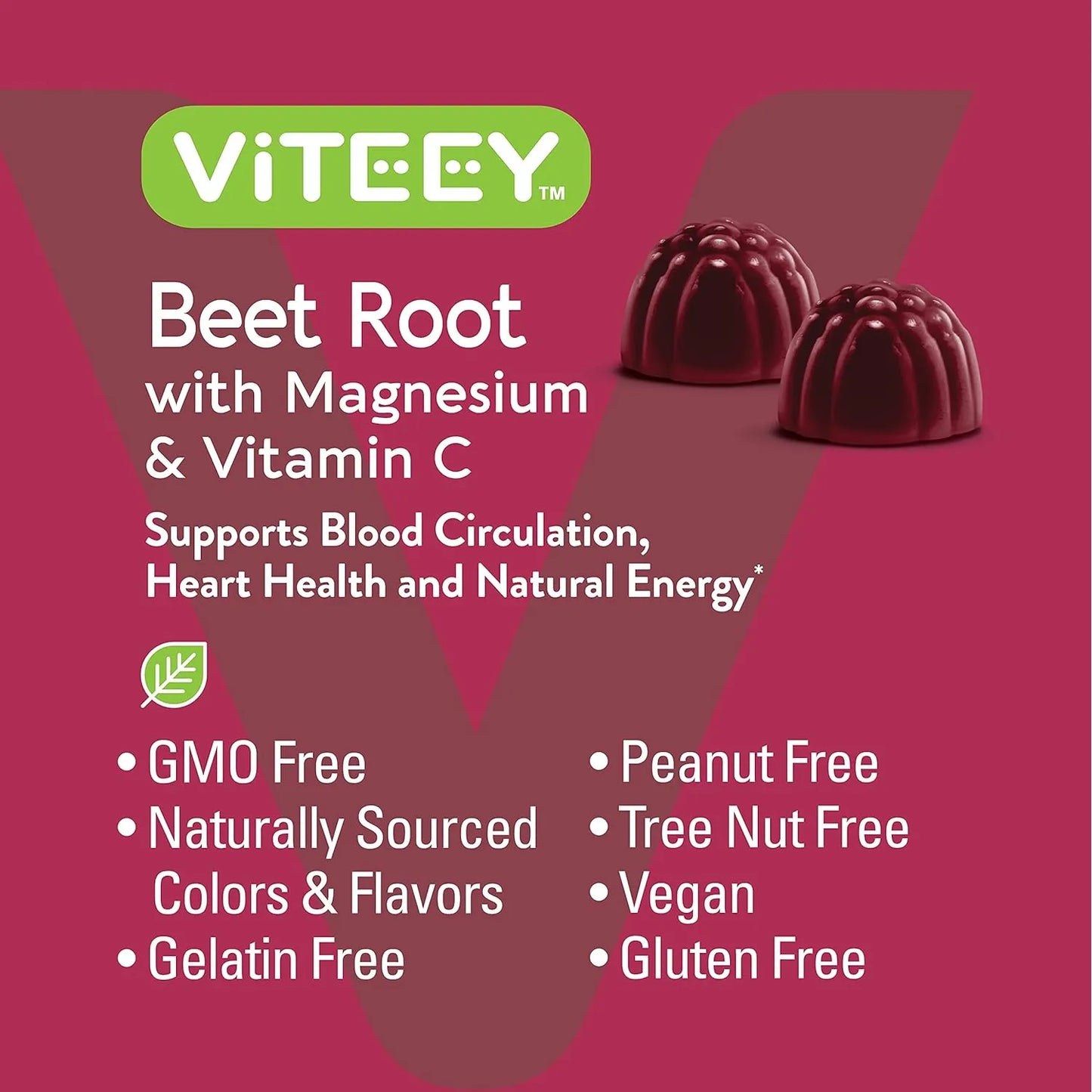 Gomitas De Raiz De Remolacha Con Magnesio Y Vitamina C Viteey Suplemento Cardiaco Vegano