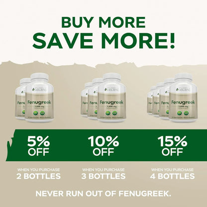 Capsulas De Fenogreco 3600 Mg 365 Unidades Extracto Concentrado Vegano Sin Omg