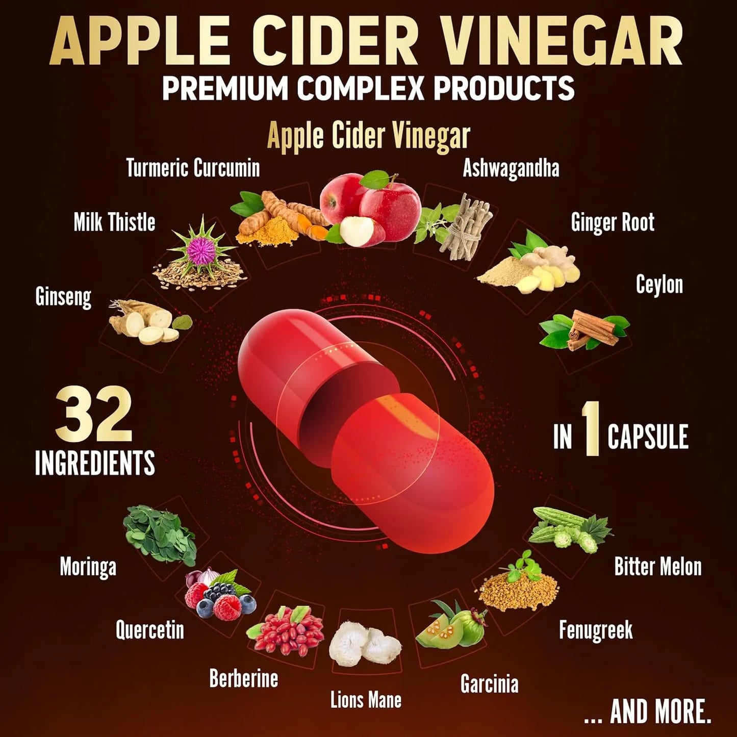 Capsulas De Vinagre De Sidra De Manzana 15000 Mg Con Curcuma 180 Unidades