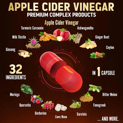 Capsulas De Vinagre De Sidra De Manzana 15000 Mg Con Curcuma 180 Unidades