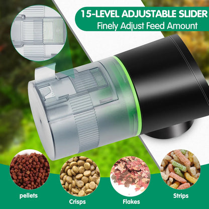 Alimentador Automático De Peces Recargable Con Cable Tipo C Dispensador Para Tanque Pequeño