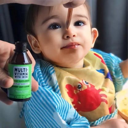 Multivitamínico Vegano Con Hierro NovaFerrum Delish Sabor Uva Frambuesa Para Bebés