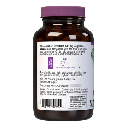 L Ornitina 500 Mg Aminoacido Libre Para Metabolismo Saludable 100 Capsulas Veganas