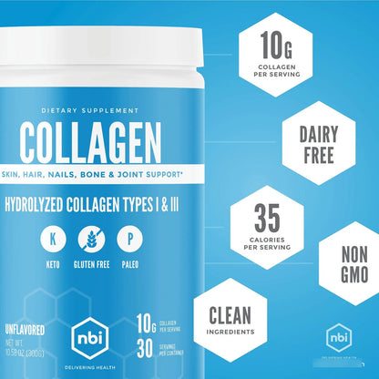 Proteína De Colágeno Hidrolizado Tipo I Y III Sin Sabor Polvo 400g