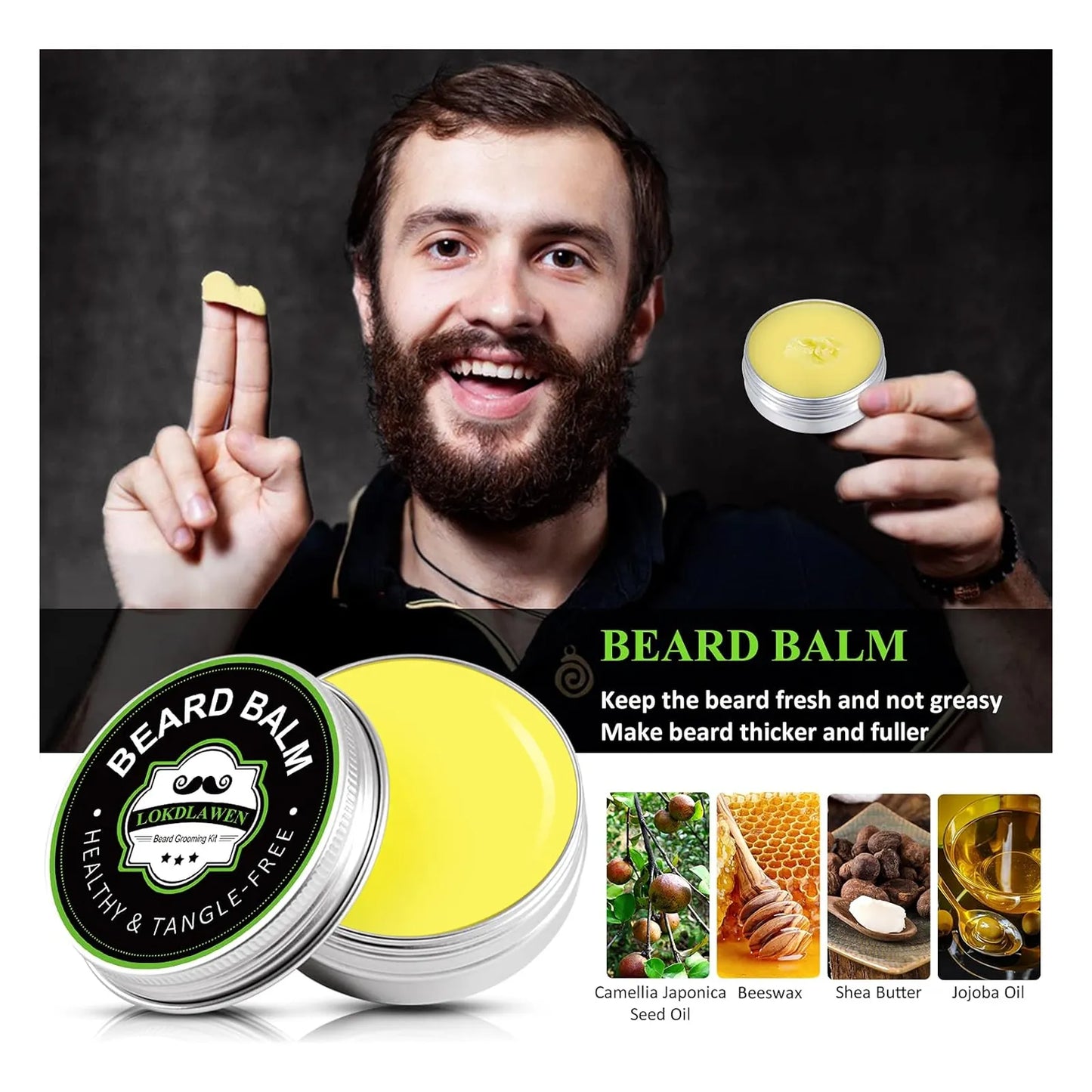 Kit De Barba 10 En 1 Cuidado Profesional Con Aceite Bálsamo Y Herramientas