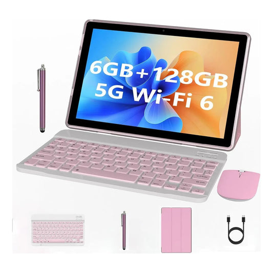Tablet 10 PuLG 2 en 1 6GB RAM 128GB Teclado Mouse Funda Pantalla HD