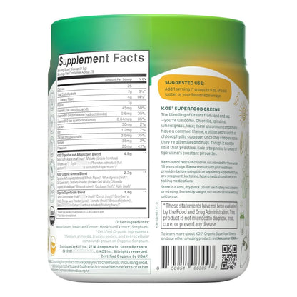 Polvo Organico De Superalimentos Verdes Para Salud Intestinal Fibra Prebiotica 28 Porciones