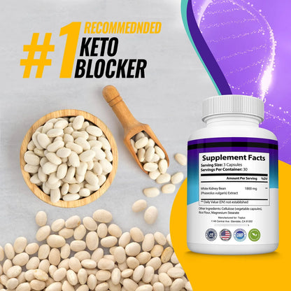 Keto Blocker Pills Extracto De Frijol Blanco 1800 Mg 90 Capsulas Suplemento Dieta Cetogenica