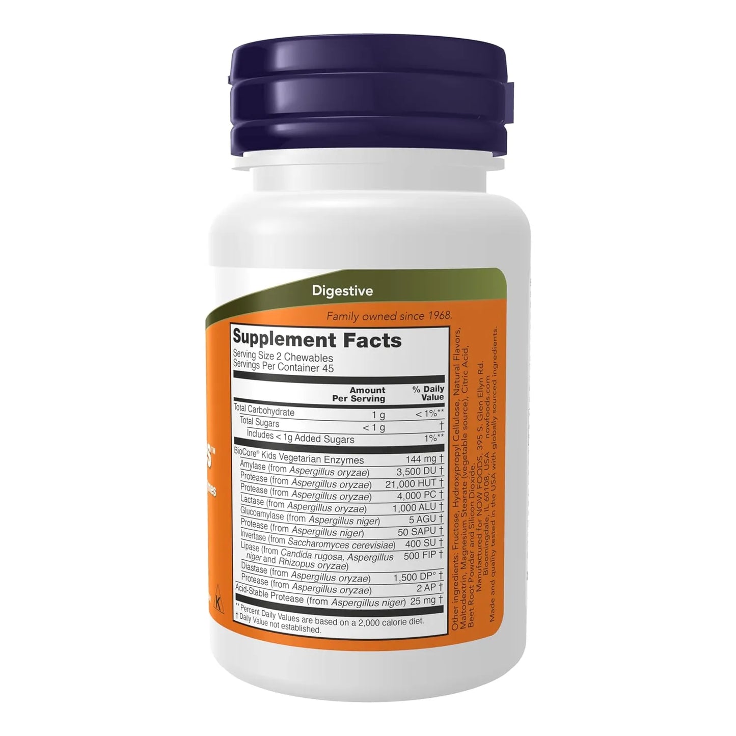 Enzimas Masticables Sabor Bayas Amplio Espectro 90 Unidades NOW Suplementos