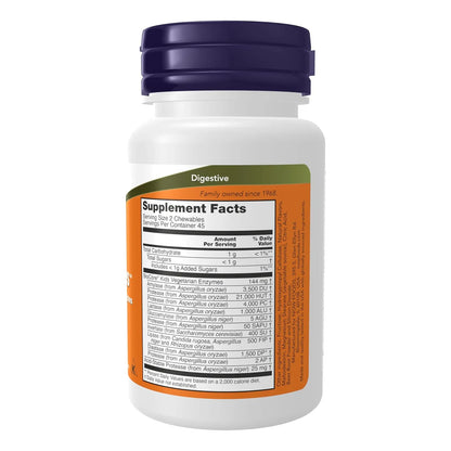 Enzimas Masticables Sabor Bayas Amplio Espectro 90 Unidades NOW Suplementos