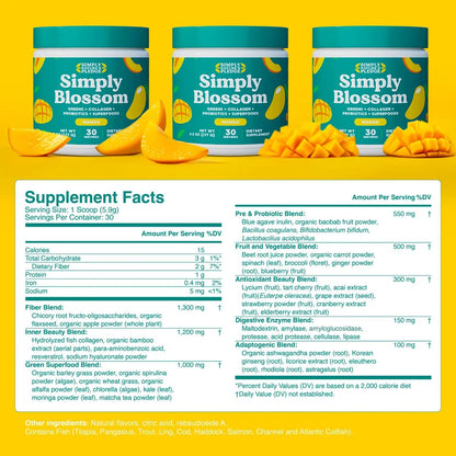 Polvo Verde Superalimento Con Colageno Y Probióticos Para Mujeres Simply Blossom Nutrition