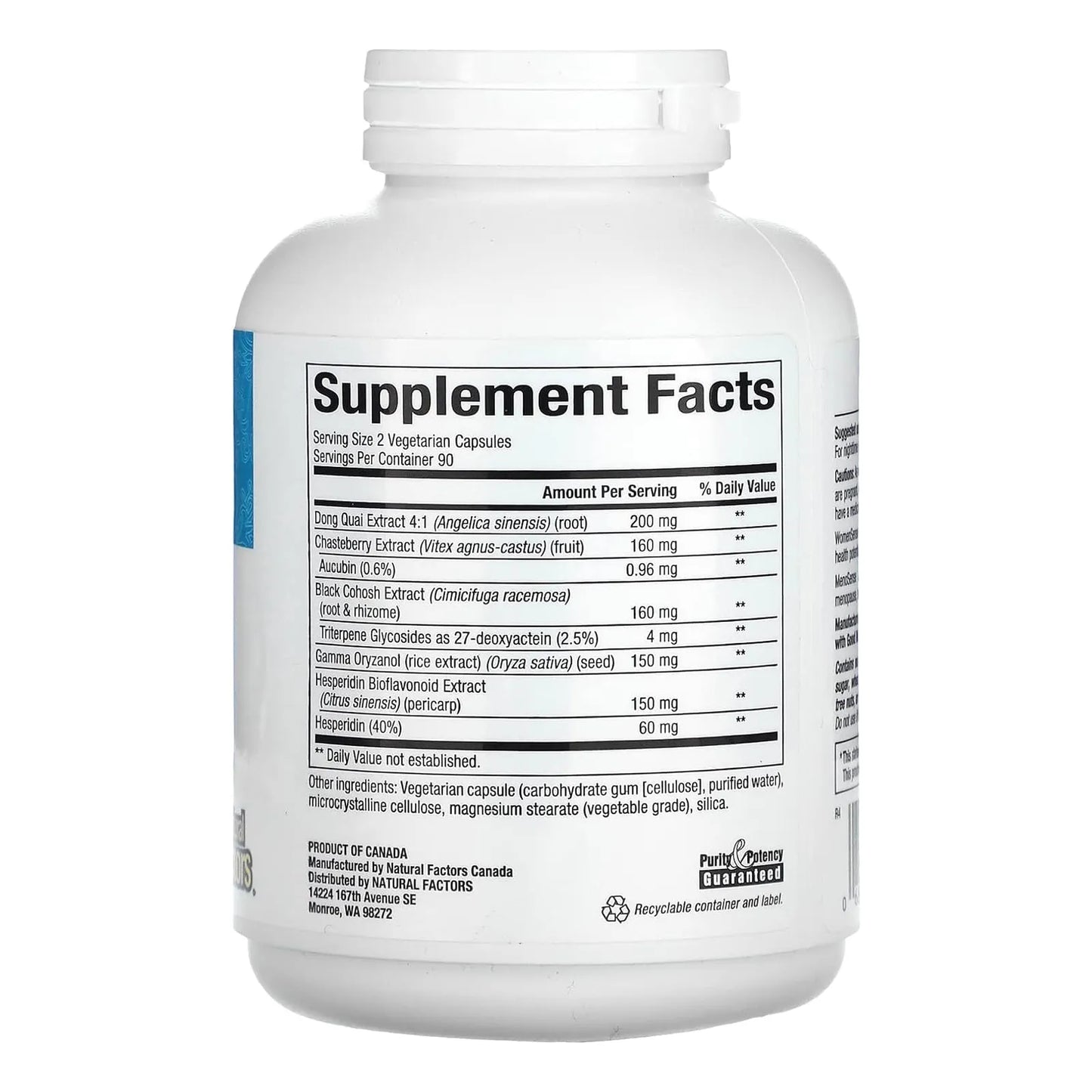 Capsulas Naturales Alivio Menopausia WomenSense MenoSense 180 Unid Vegano Sin OMG