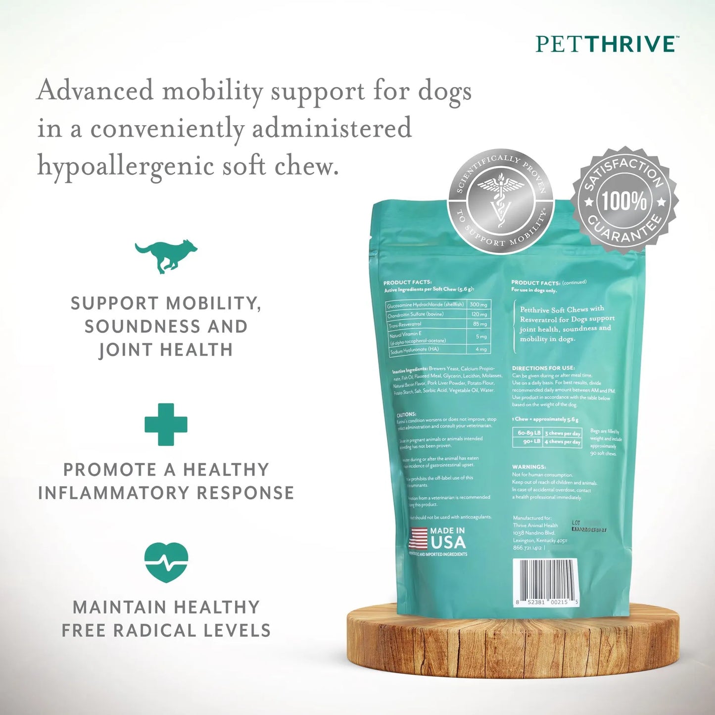 Masticables Suaves Para Perros Grandes Con Resveratrol Glucosamina Condroitina Sabor Tocino