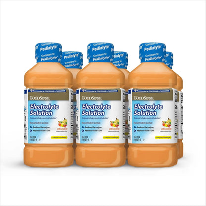 Solución Mixta Electrolitos Frutas GoodSense Rehidrata Y Repone Zinc 33.8 Oz Pack X6