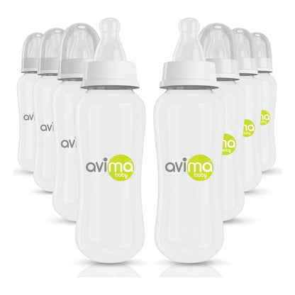 Juego De Biberones Anticólicos Avima 300 Ml Flujo Medio Cuello Estrecho Sin BPA