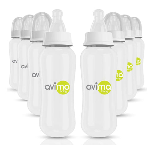 Juego De Biberones Anticólicos Avima 300 Ml Flujo Medio Cuello Estrecho Sin BPA