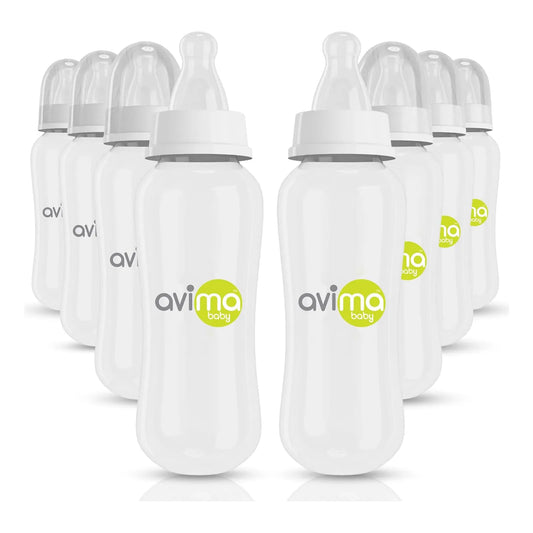 Juego De Biberones Anticólicos Avima 300 Ml Flujo Medio Cuello Estrecho Sin BPA