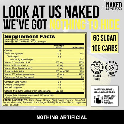 Naked Citrus Naked Energy Preentrenamiento Cítrico Vegano 30 Porciones Energía Natural