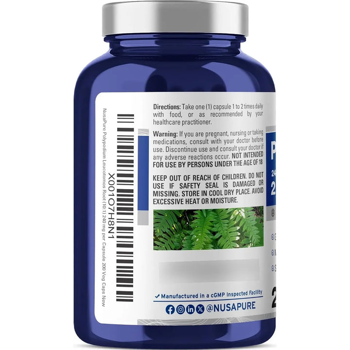 Extracto De Polypodium Leucotomos Nusapure 200 Cápsulas - Imagen 3