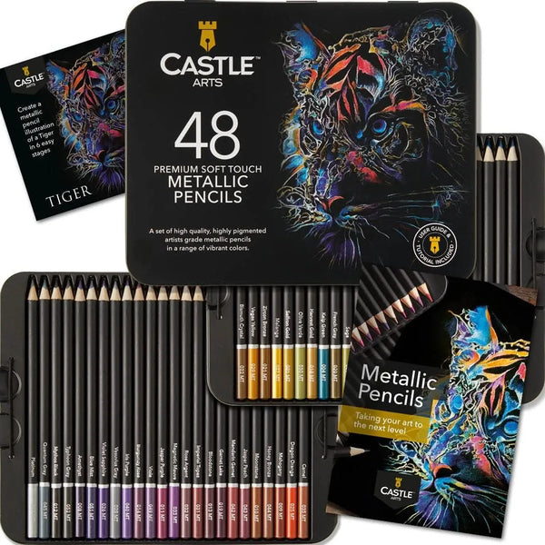 Juego De 48 Lapices De Colores Metalicos Castle Art Para Artistas Profesionales