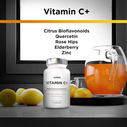 Vitamina C Con Zinc Bioflavonoides Quercetina Y Saúco 120 Cápsulas Vegano