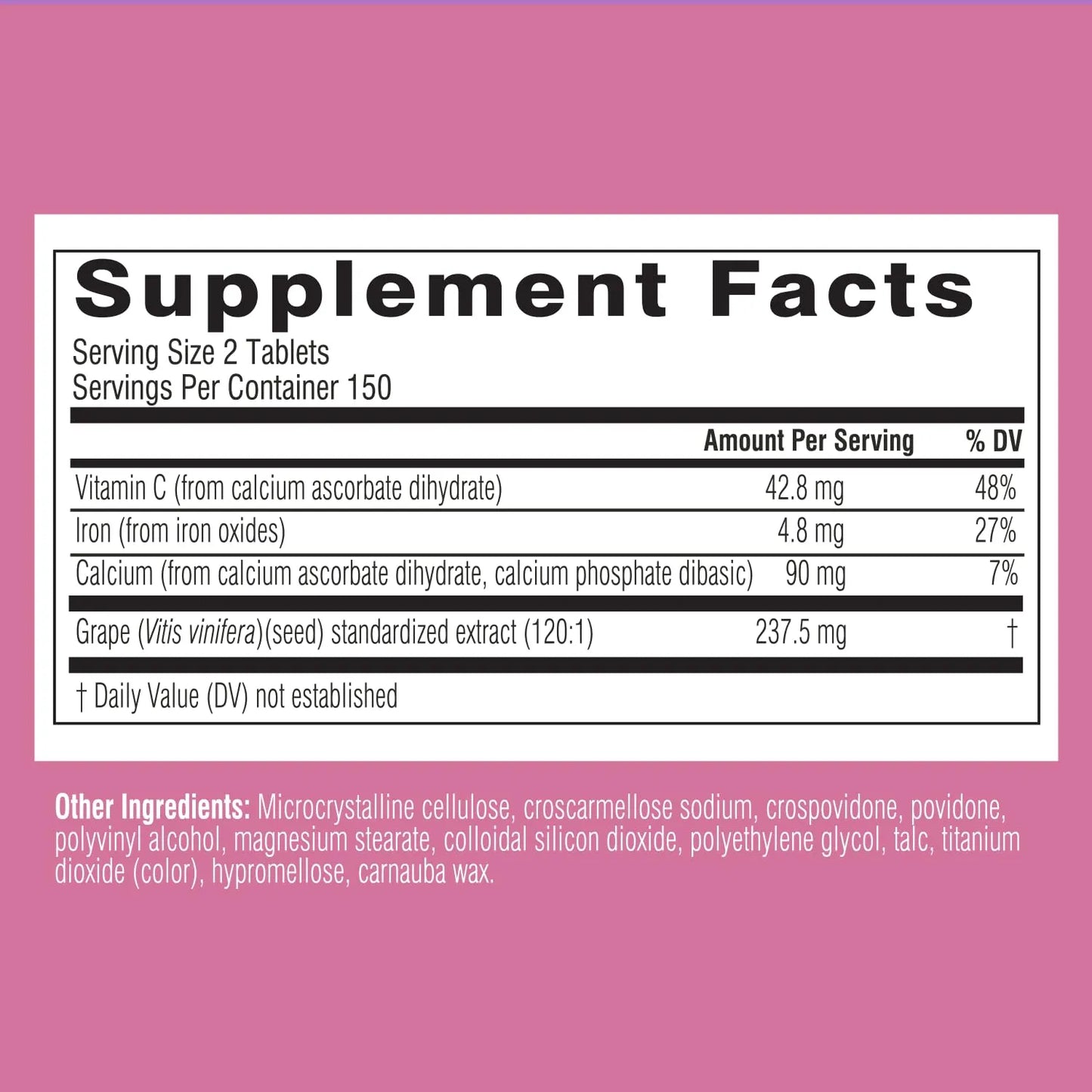 Suplemento Antioxidante De Extracto De Semilla De Uva Y Vitamina C 300 Tabletas Piel Radiante