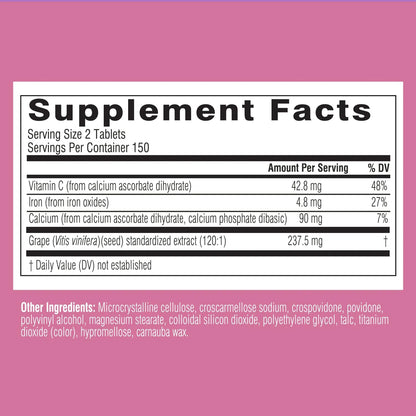 Suplemento Antioxidante De Extracto De Semilla De Uva Y Vitamina C 300 Tabletas Piel Radiante