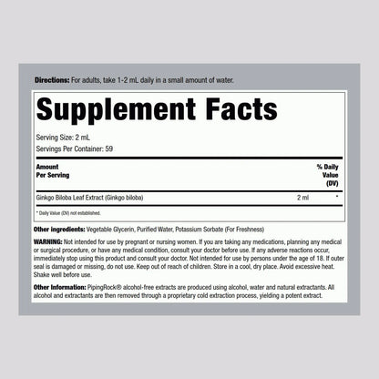 Extracto De Ginkgo Biloba Liquido Premium 120 Ml Botanico Certificado Sin Omg Sin Gluten