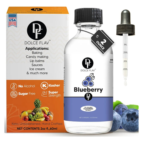 Extracto De Arándanos Dolce Flav 2 Onzas Sabor Intenso Multiusos Para Postres Y Helados