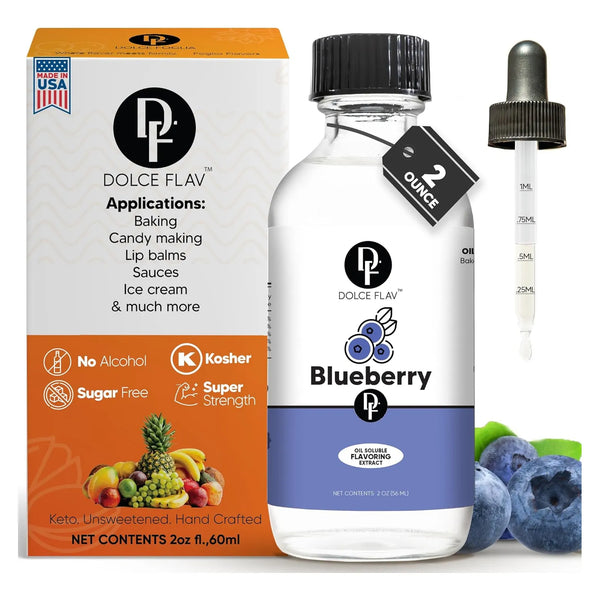 Extracto De Arándanos Dolce Flav 2 Onzas Sabor Intenso Multiusos Para Postres Y Helados