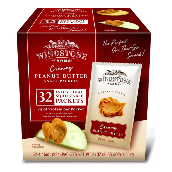 Mantequilla De Mani Cremosa Windstone Farms 32 Paquetes Individuales Proteinas