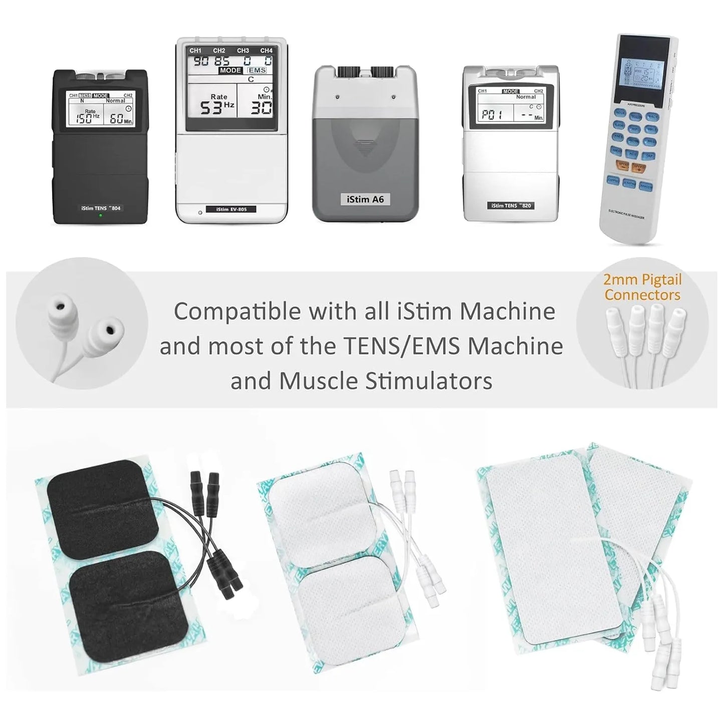 Masajeador EMS iStim Con Electrodos 5x5 Cm Gel Japonés Alivio Muscular Profesional