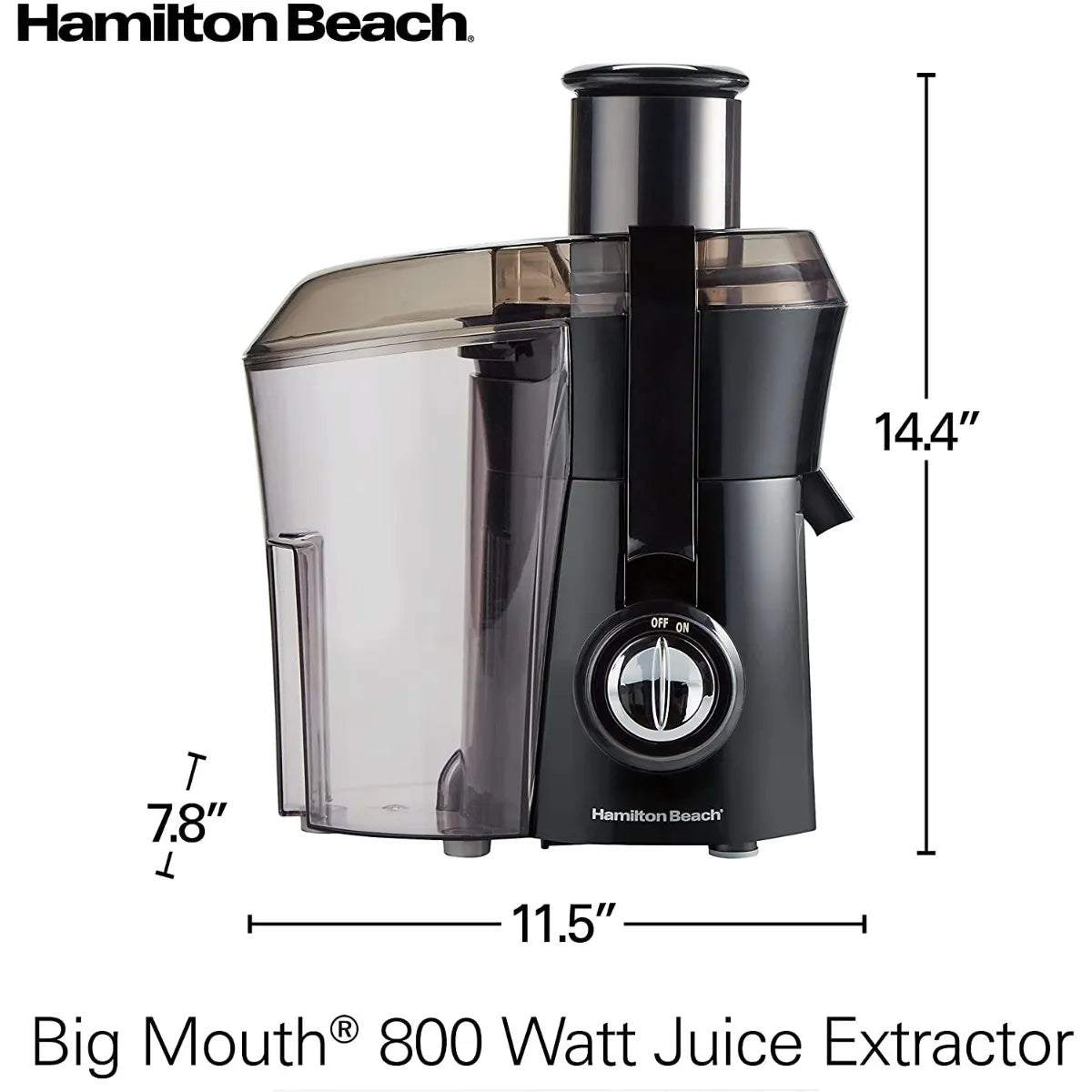 Exprimidor Hamilton Beach Big Mouth Negro Extracción Rápida Y Fácil Limpieza