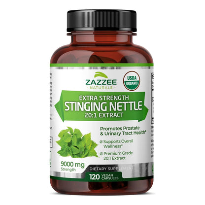 Extracto De Ortiga Orgánico 9000 Mg 120 Cápsulas Potencia 20X Certificado USDA