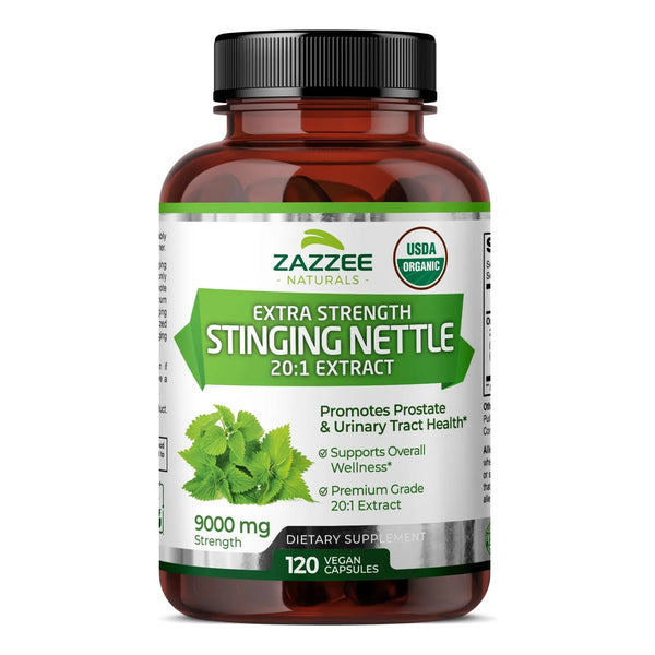Extracto De Ortiga Orgánico 9000 Mg 120 Cápsulas Potencia 20X Certificado USDA