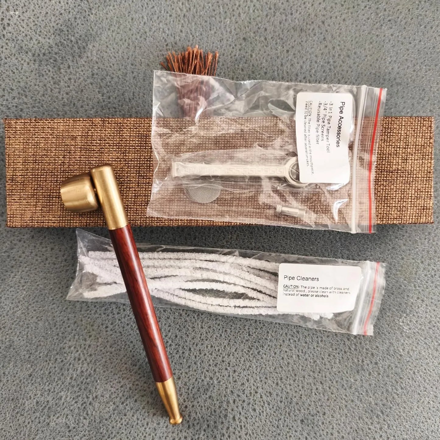 Pipa De Tabaco De Madera Con Cuenco Y Accesorios Tradicional Kit Fumar