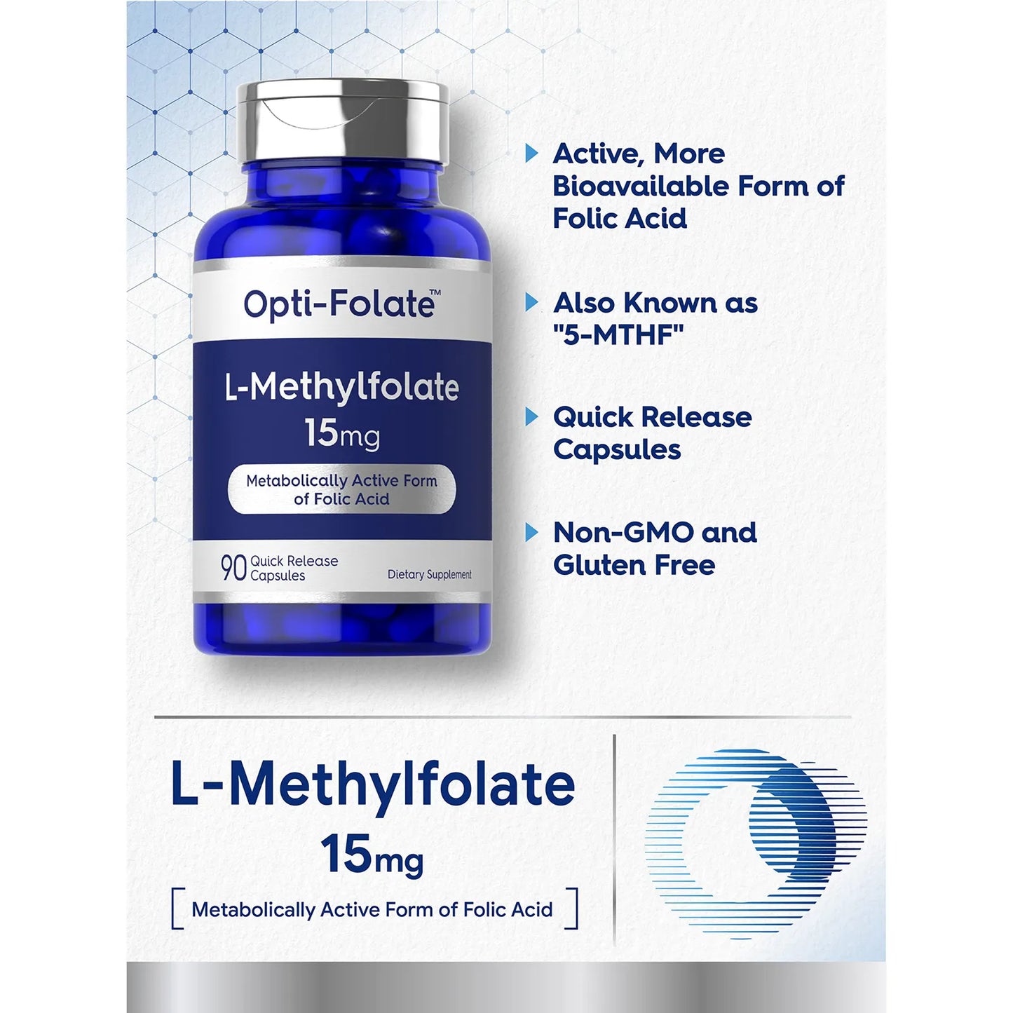 L Metilfolato 15 Mg 90 Cápsulas Potencia Máxima Forma Activa 5 MTHF