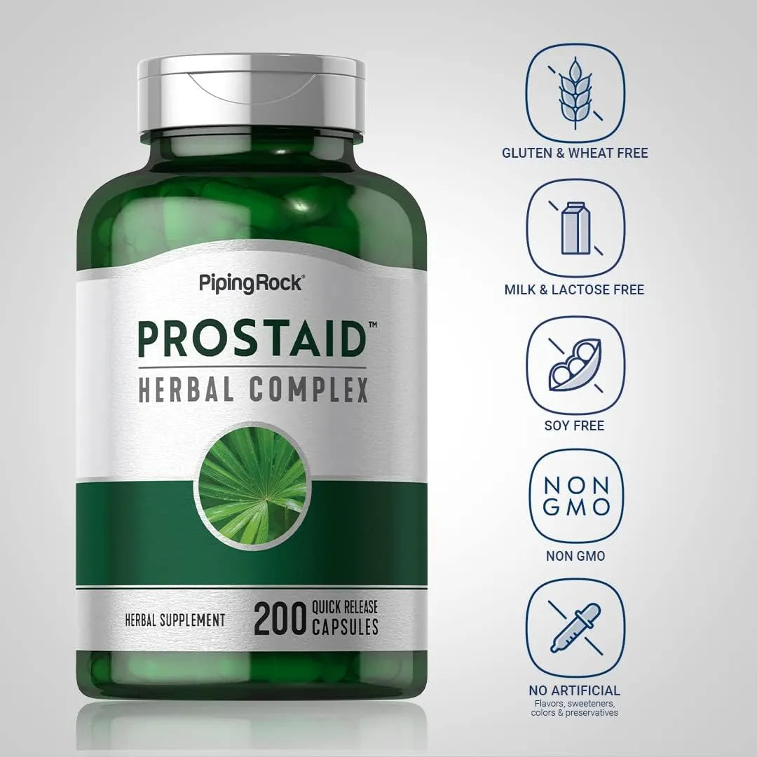 Complejo Herbario ProstAid 200 Capsulas Salud Prostática Piping Rock Sin OMG Sin Gluten