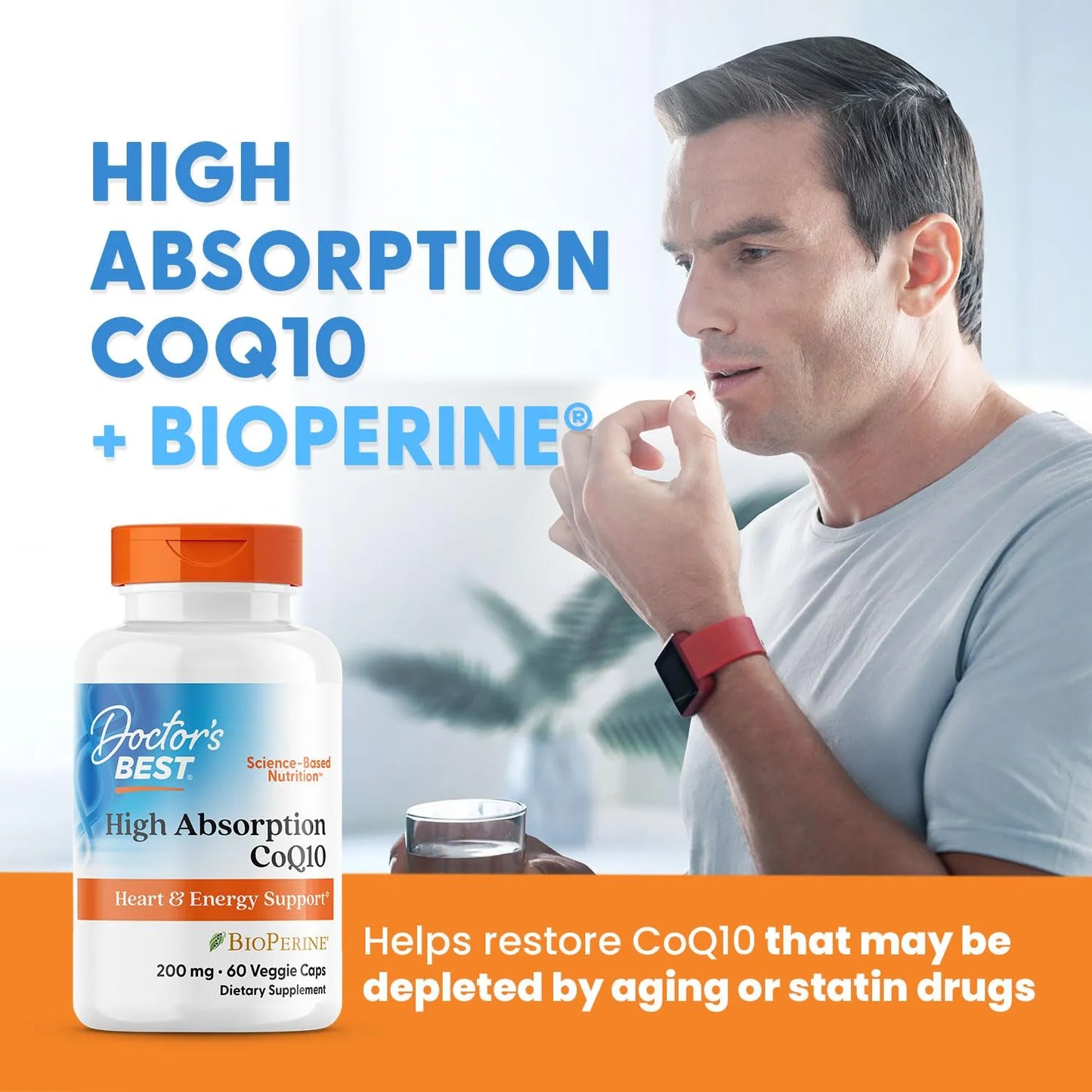 CoQ10 Alta Absorción 200 Mg Con BioPerine Energía Cardíaca Y Celular