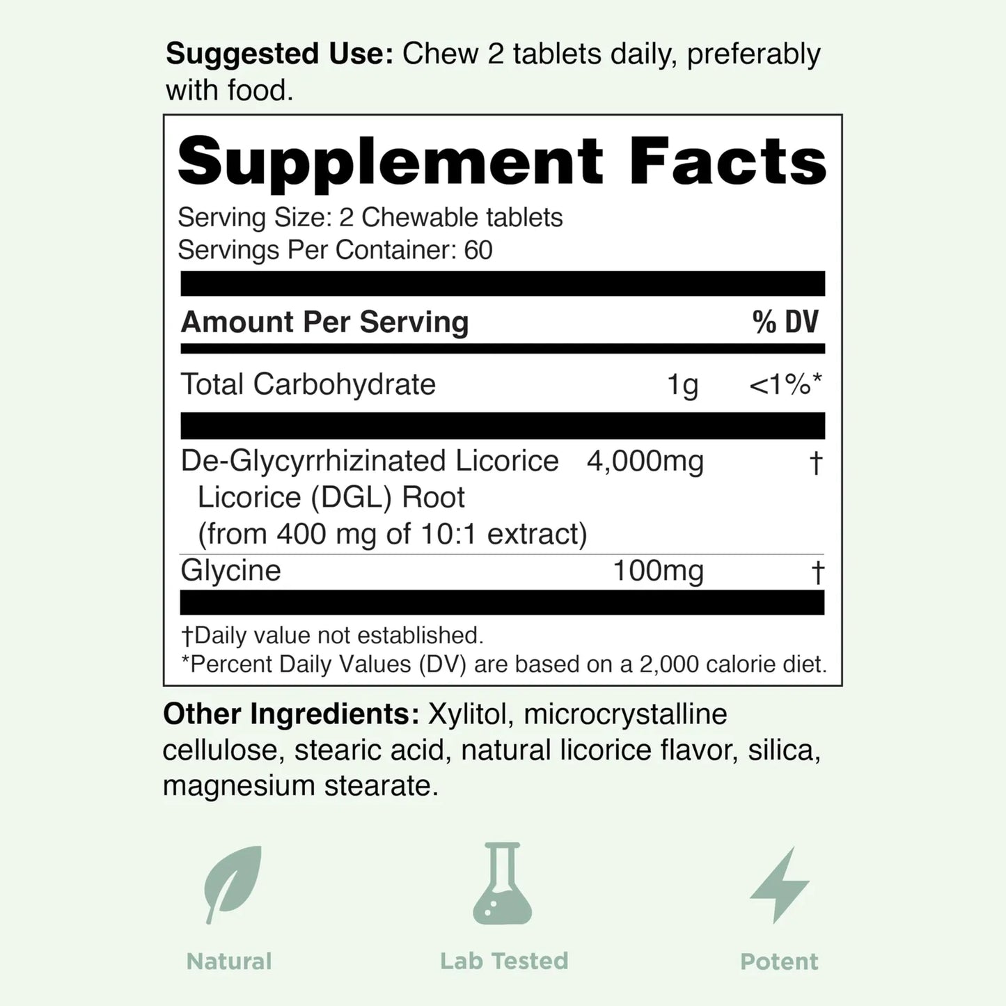 Comprimidos Masticables De Regaliz Dgl Ultra Puros 4000 Mg Alivio Estomacal Natural