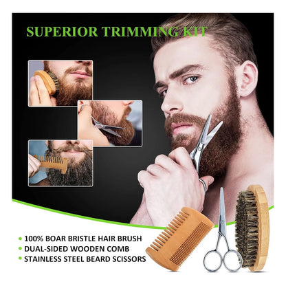 Kit De Barba 10 En 1 Cuidado Profesional Con Aceite Bálsamo Y Herramientas