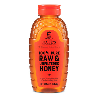 Miel Pura Cruda Nates Honey Sabor Galardonado Botella Exprimible 16 Onzas Paquete De 6