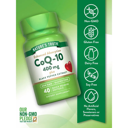 Cápsulas Blandas CoQ10 400mg Alta Absorción Antioxidante Energía