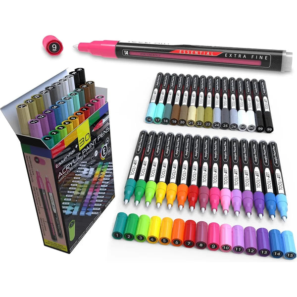 Juego De 30 Rotuladores Acrílicos TOOLI-ART Para Pintar En Piedra Tela Y Más