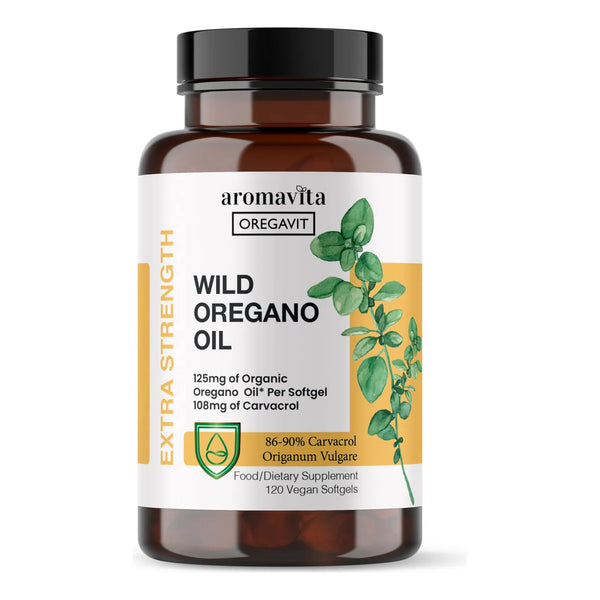Cápsulas De Aceite De Orégano Silvestre Orgánico 125 Mg Con 86-90 Carvacrol Soporte Inmune Y Digestivo Vegano