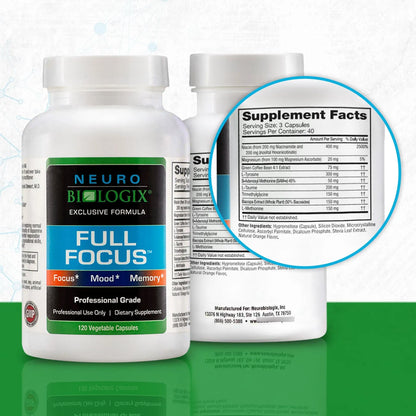 Suplemento Full Focus Nootropics Para Memoria Concentracion Y Cognicion 120 Capsulas