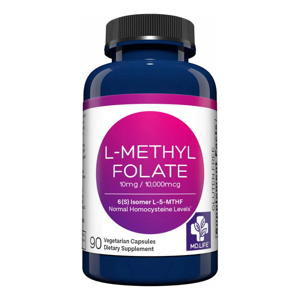 L-Metilfolato 10 Mg 90 Cápsulas Suplemento MTHFR Grado Profesional