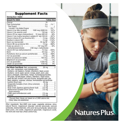 Multivitamínico Masticable Sabor Bayas Rojas 60 Tabletas Vegetariano Sin Gluten